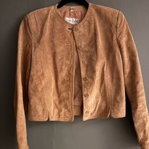 Stylish Tan Leather Suade Women's Jacket Vintage